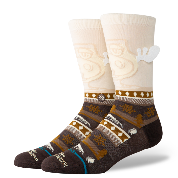 "Christmas Vacation" Have Some Eggnog Crew Socks - Dark Brown