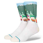 South Park Bus Stop Crew Socks - Vintage White