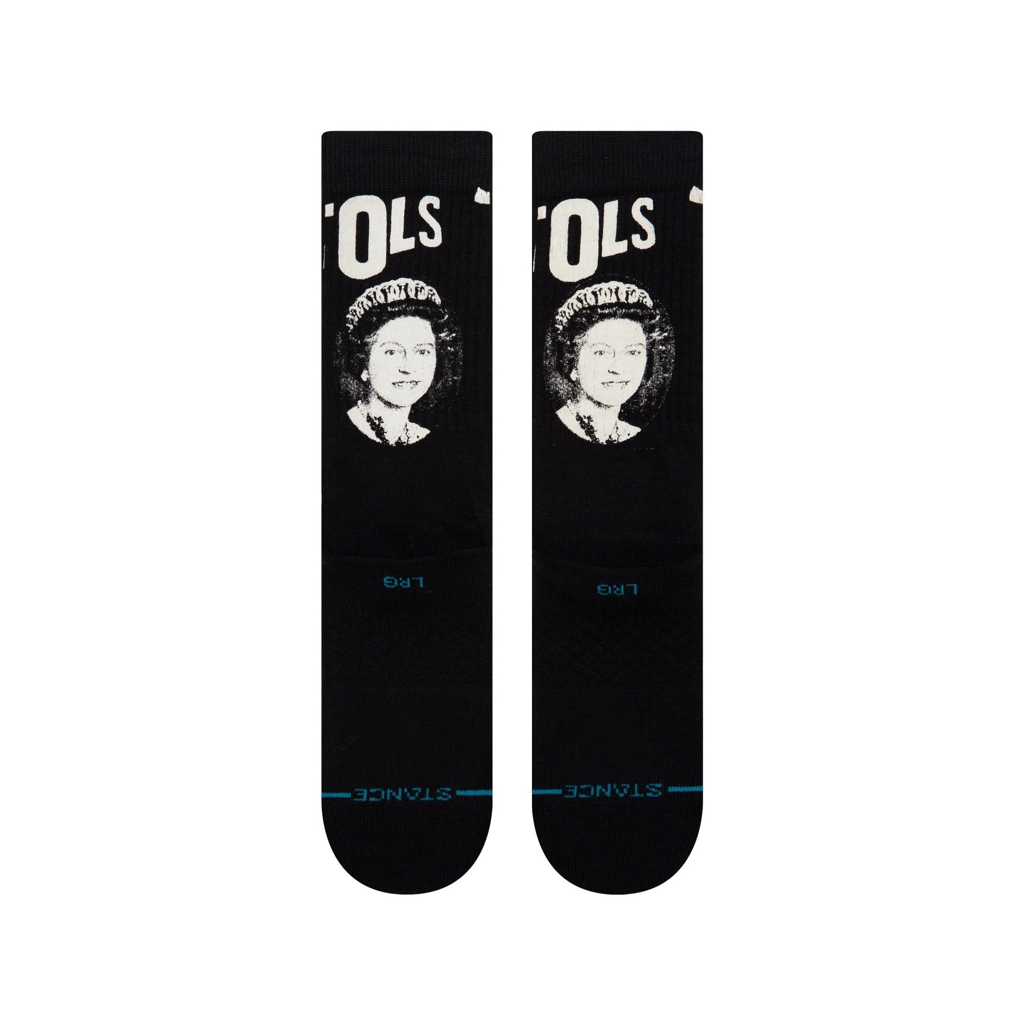 God Save The Queen Crew Socks - Black