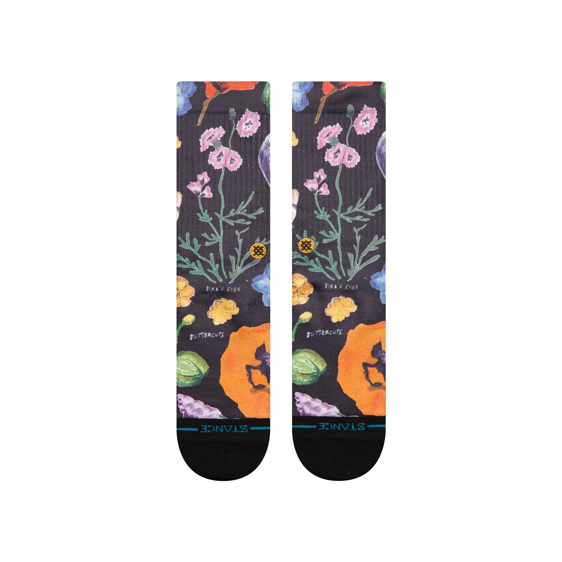 Lucias Floral Crew Socks - Black