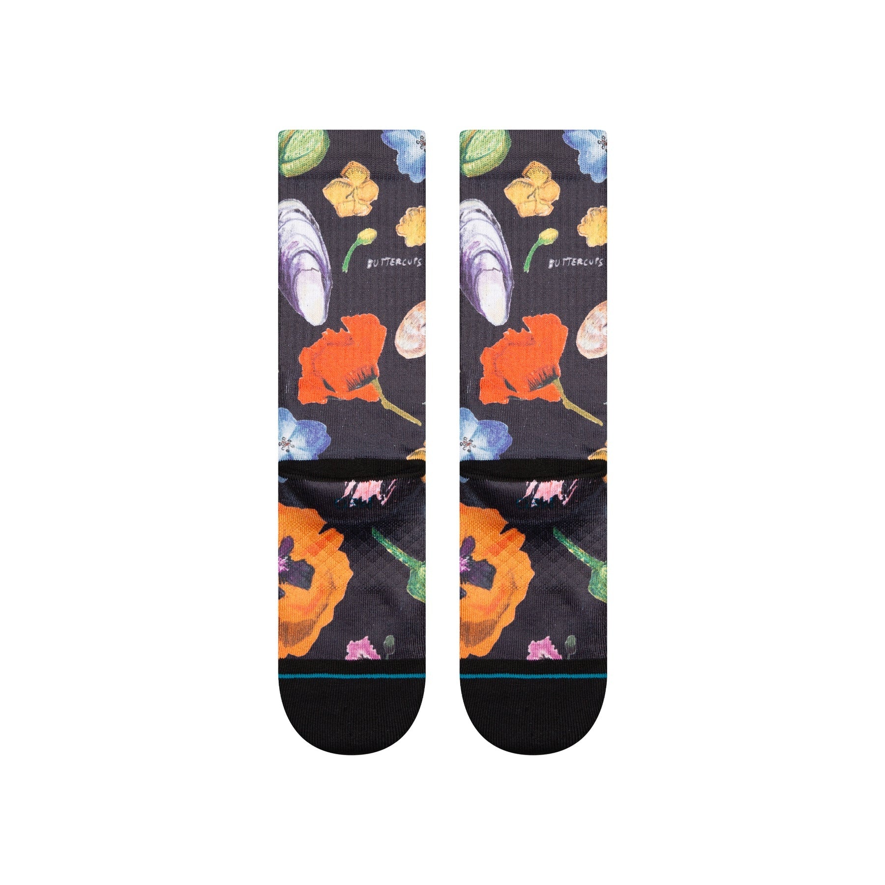 Lucias Floral Crew Socks - Black