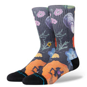 Lucias Floral Crew Socks - Black