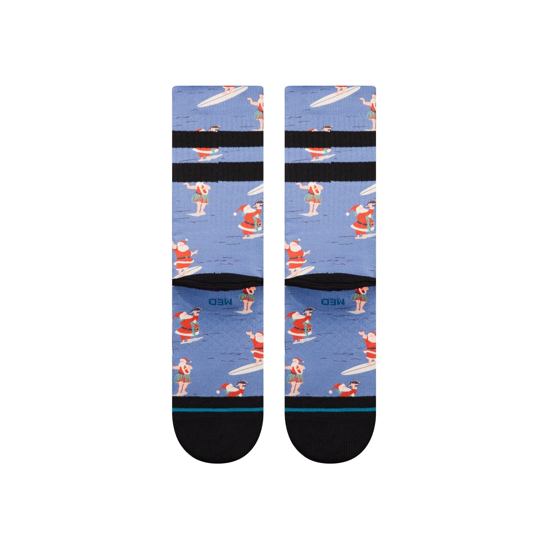 Surfing Santa Crew Socks - Blue