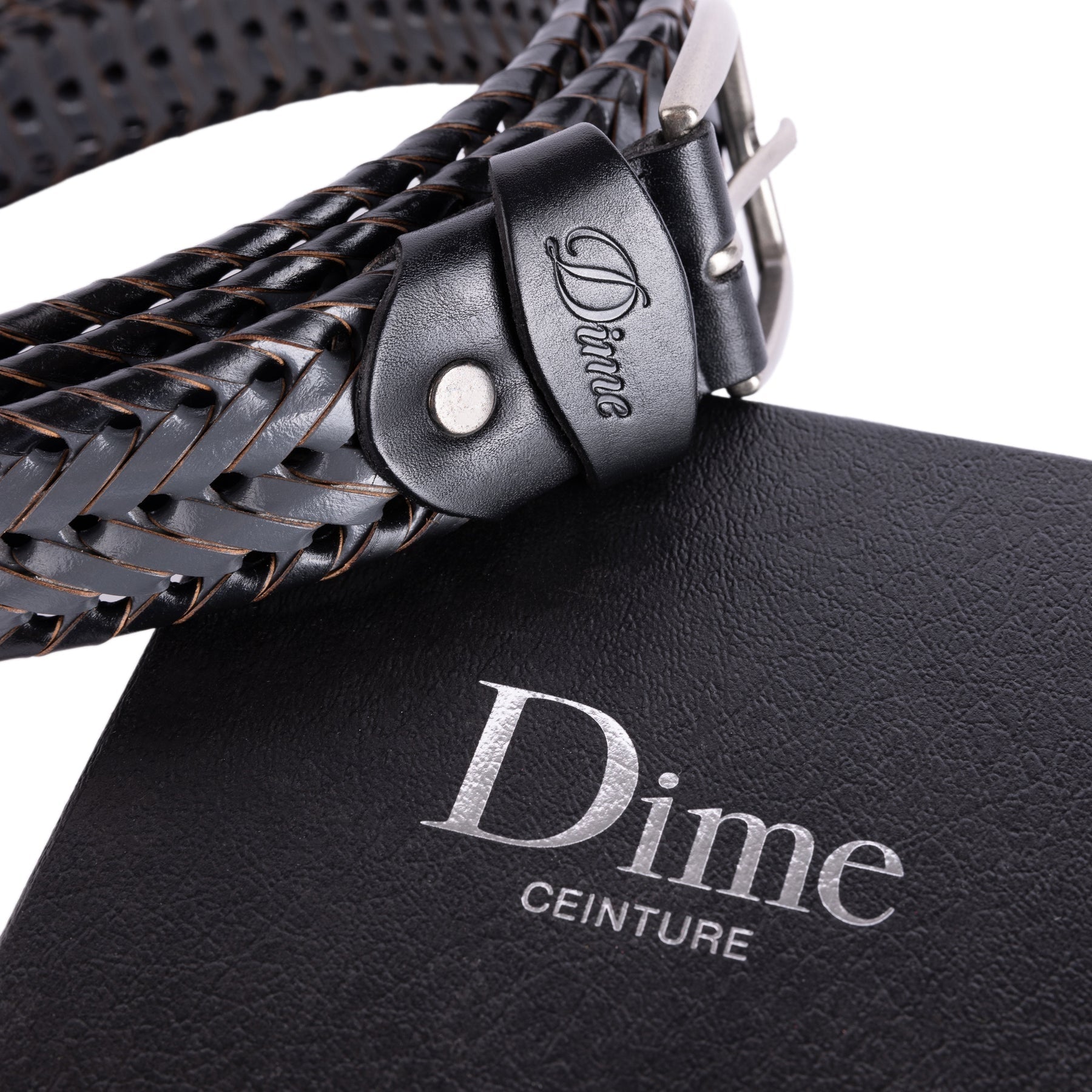 Ceinture en cuir tressé - Noir/anthracite