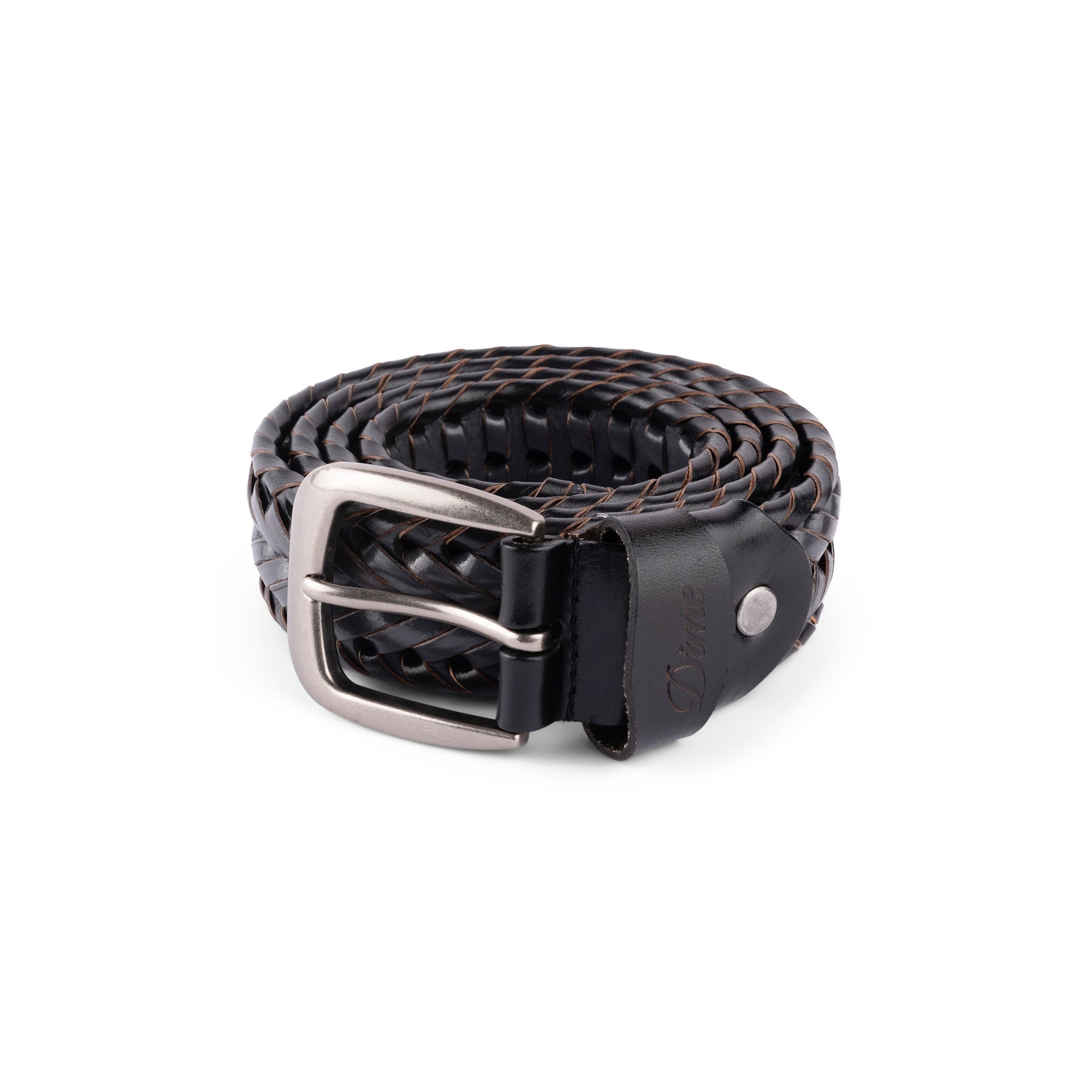 Ceinture en cuir tressé - Noir/anthracite