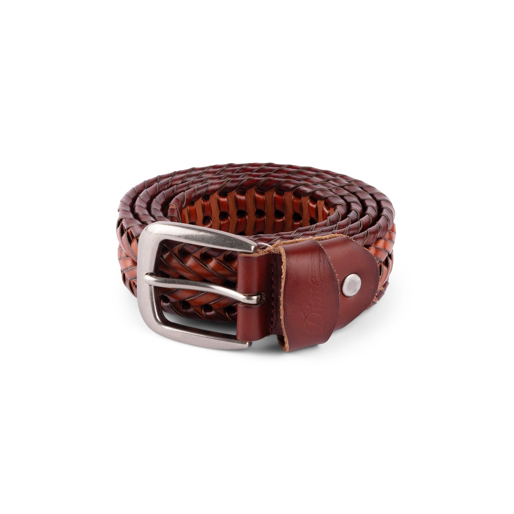 Ceinture en cuir tressé - Caramel/Marron