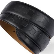 Checkered Leather Belt - Black