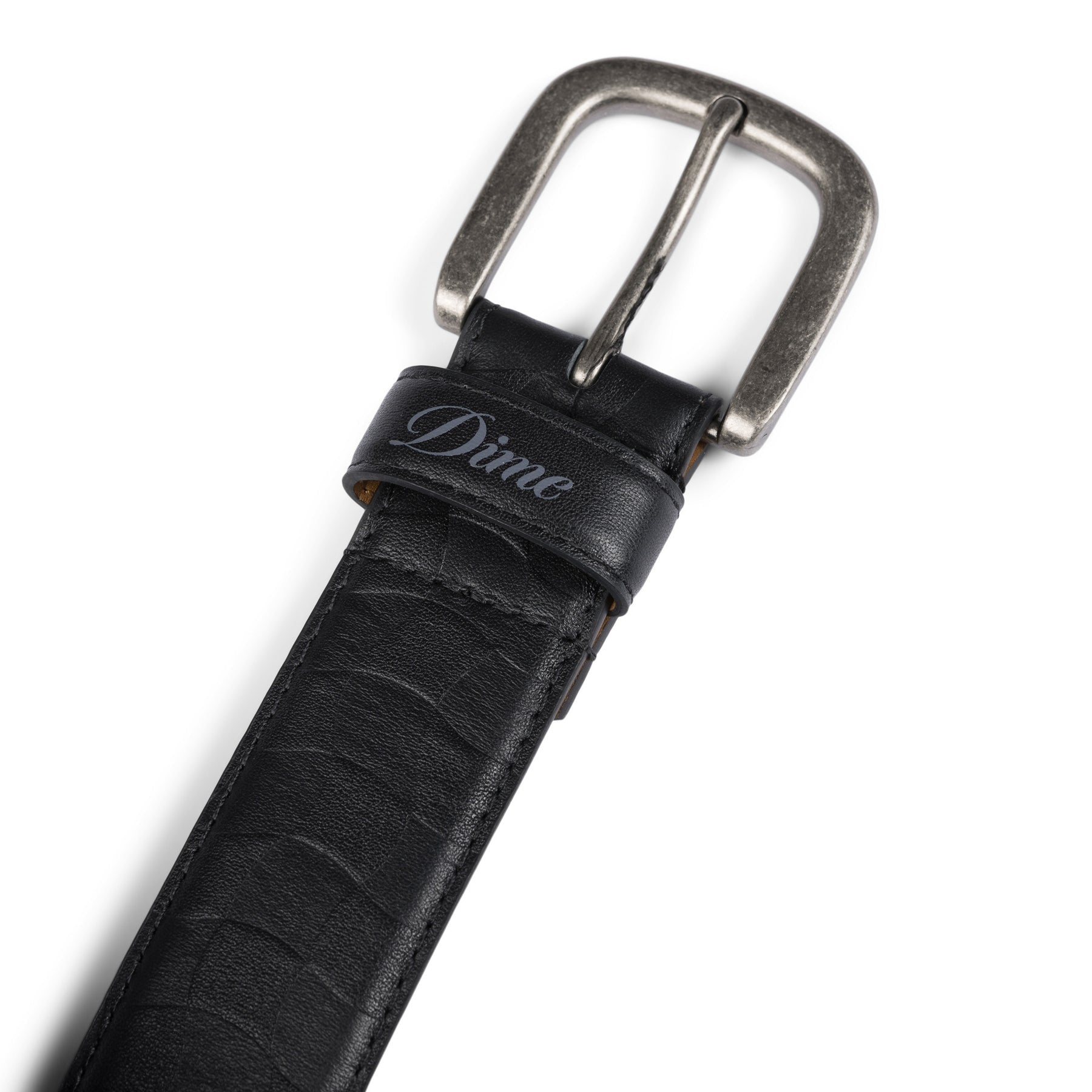 Checkered Leather Belt - Black