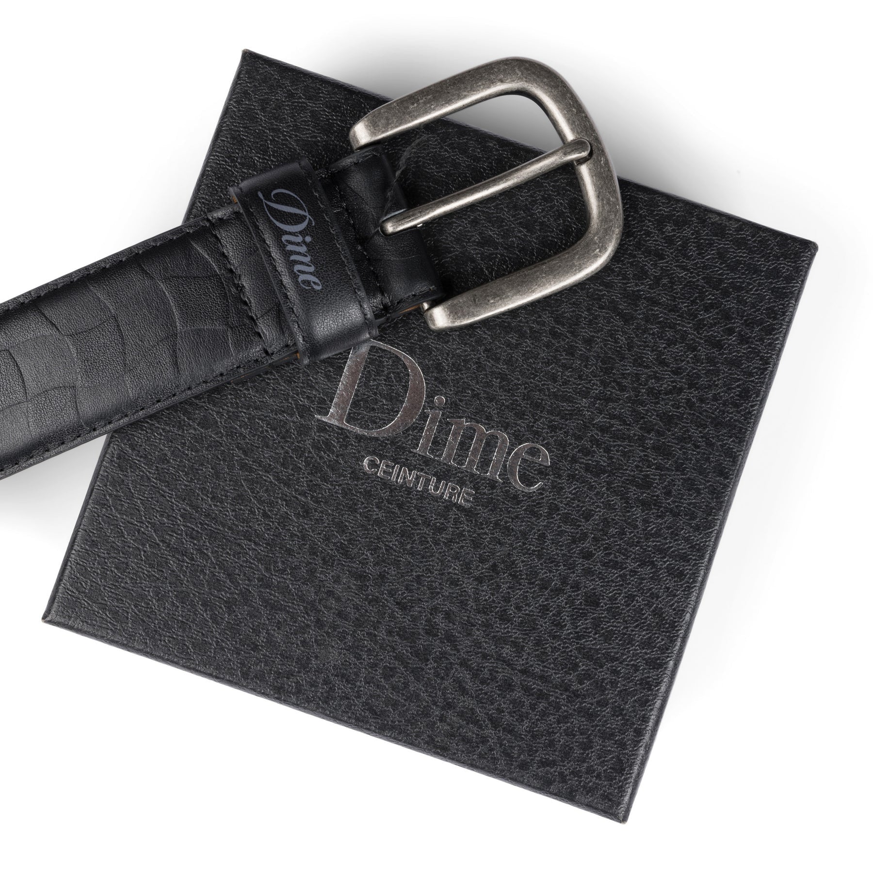 Checkered Leather Belt - Black