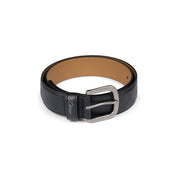 Checkered Leather Belt - Black