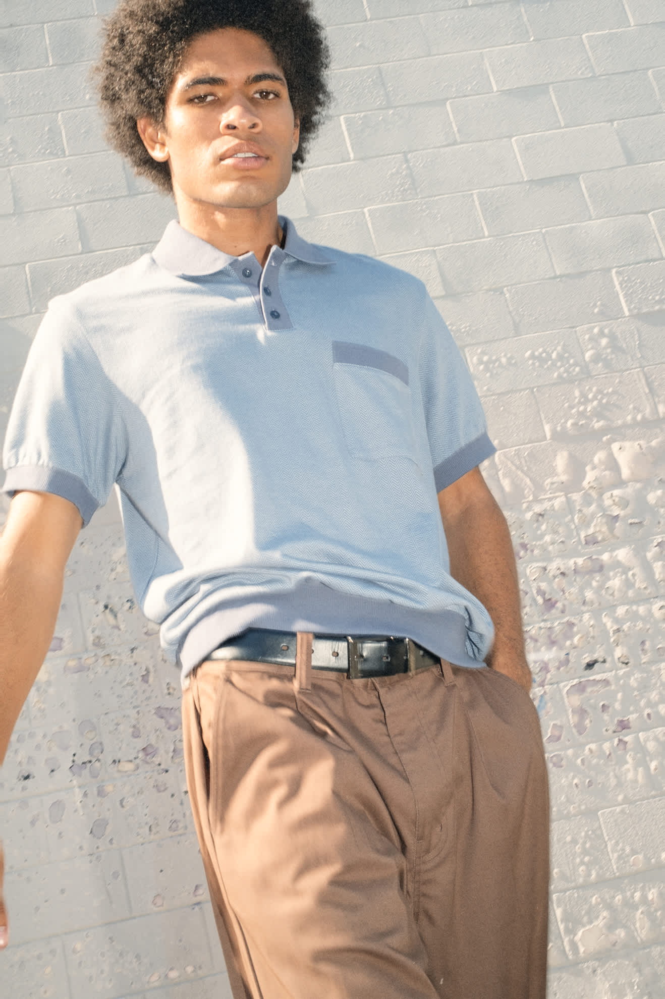 Weekend Herringbone Polo - Borrow Blue/Berring Sea
