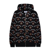 Sweat à capuche zippé à imprimé intégral - Noir