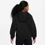 "Icon Fleece EasyOn" Big Kids' Oversized Pullover Hoodie - Black/Black/White