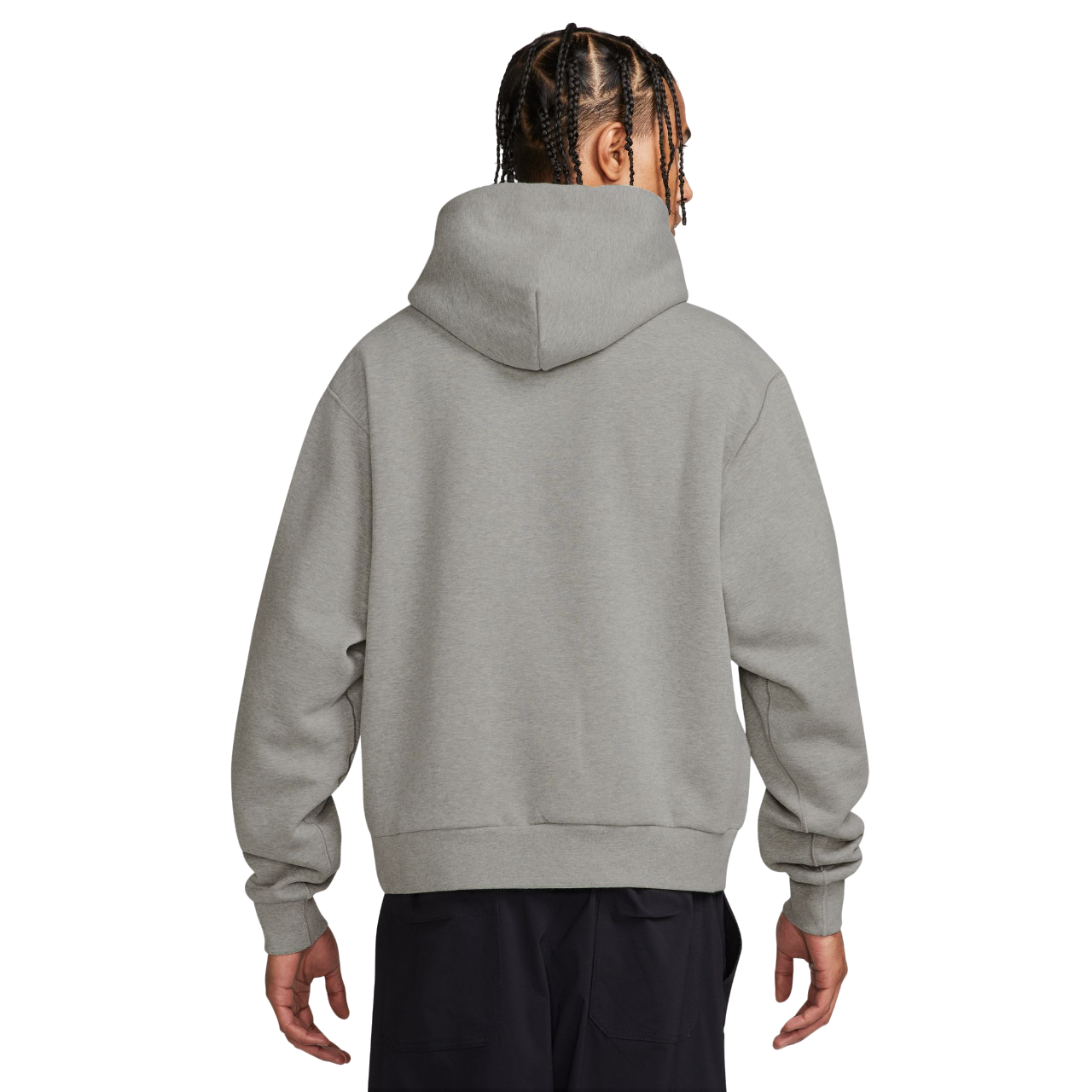 Fleece Pullover Skate Hoodie - DK Grey Heather/White