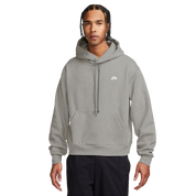 Fleece Pullover Skate Hoodie - DK Grey Heather/White