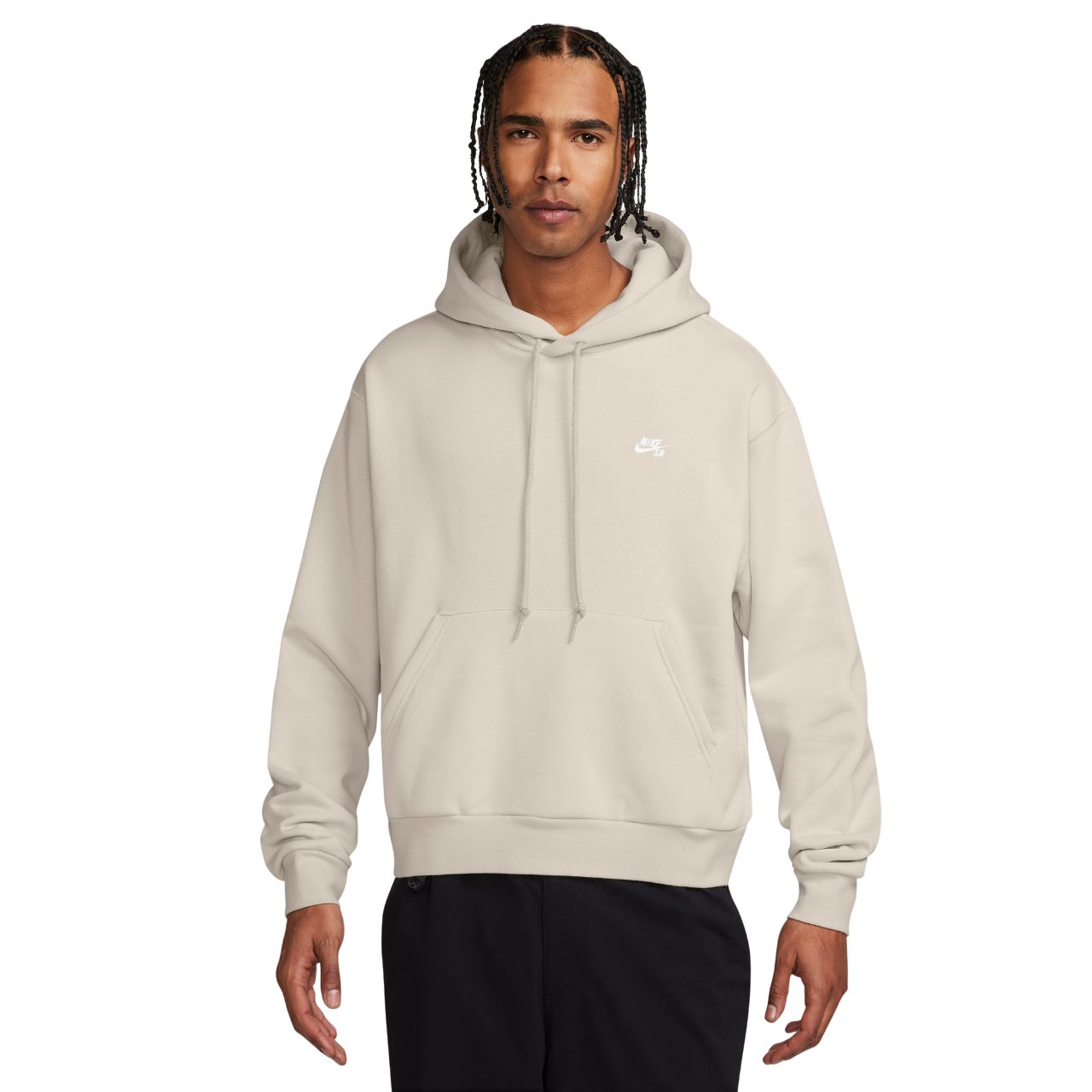 Fleece Pullover Skate Hoodie - LT Orewood Brown/White