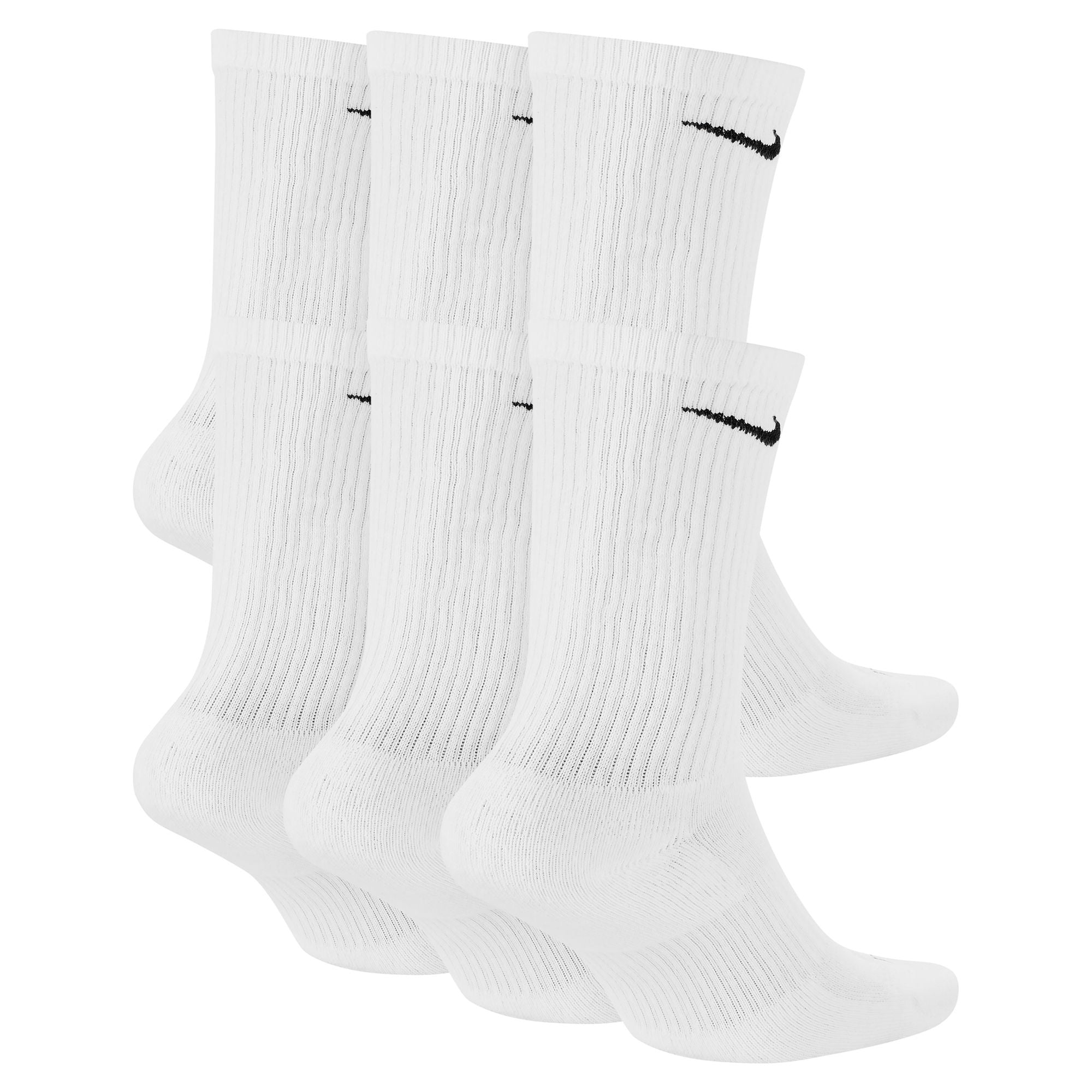 Everyday Plus Cushioned Training Crew Socks (6 Pairs) - White/Black