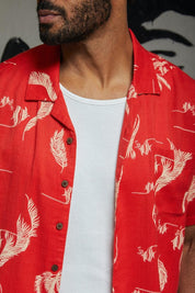 Bunker Slub S/S Woven - Aloha Red/White/Coconut