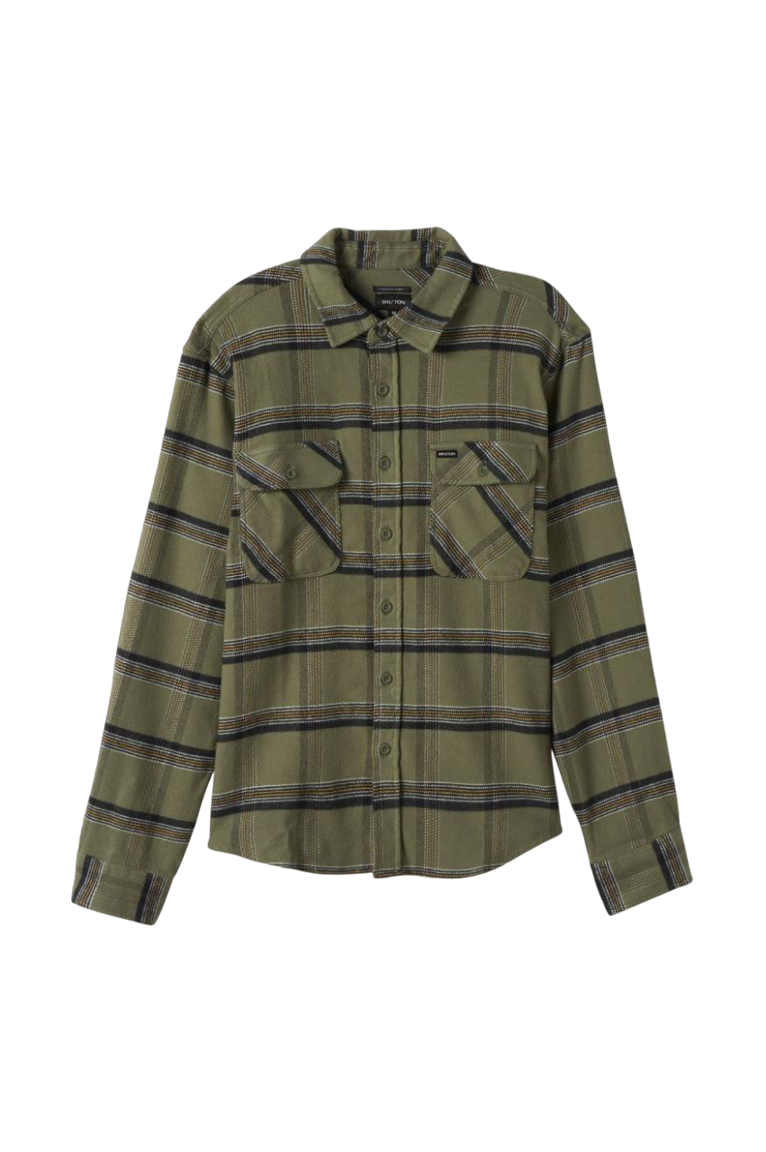 Bowery Stretch Water Resistant L/S Flannel - Olive Surplus/Black/White