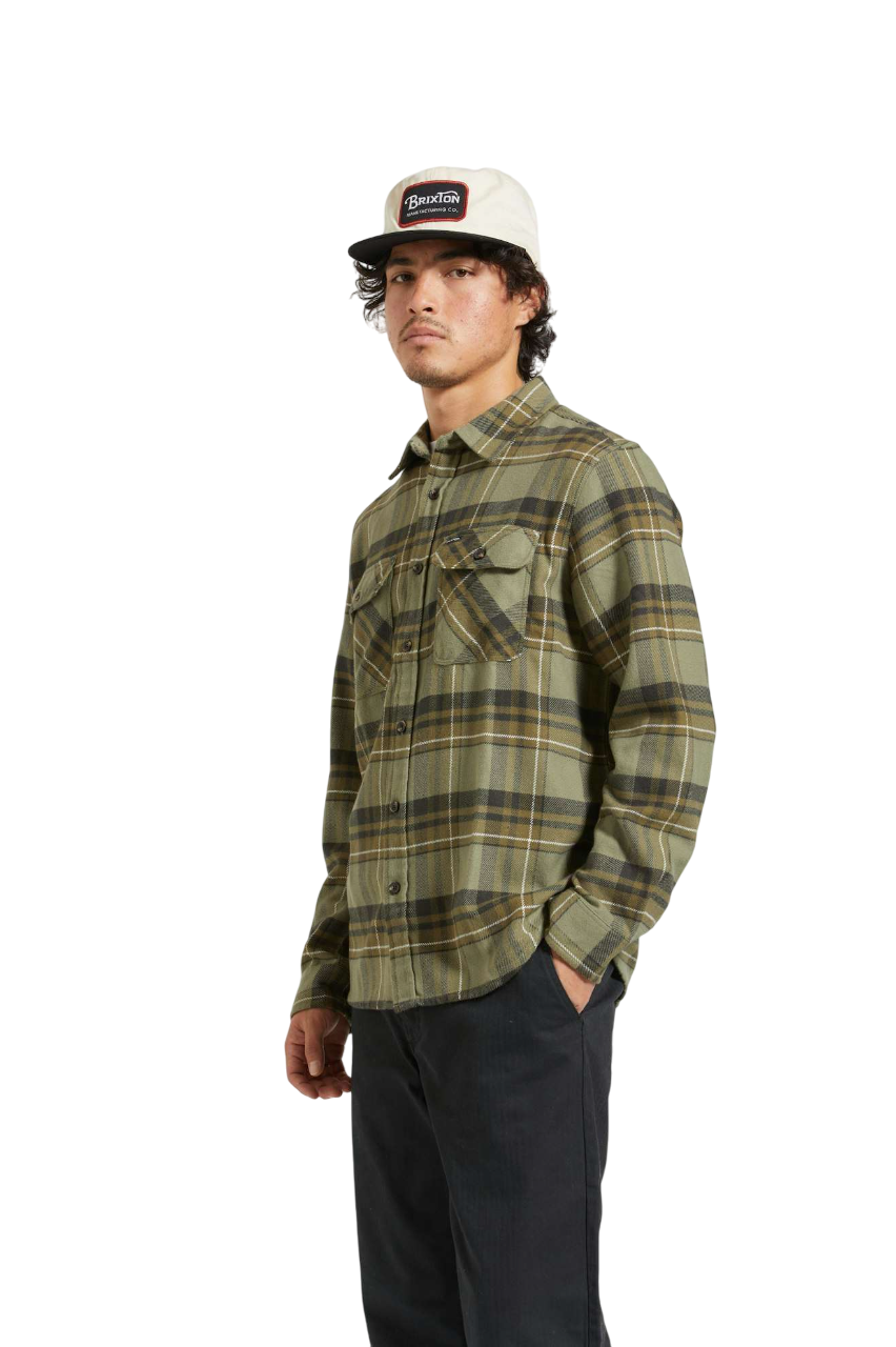 Bowery L/S Flannel - Vetiver/Laurel Wreath/Washed Black