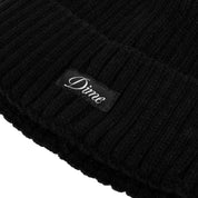 Cursive Fold Beanie - Black