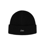 Cursive Fold Beanie - Black