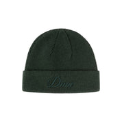 Cursive Wool Fold Beanie - Forest