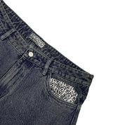 Wavy Jeans Shorts - Blue Grey