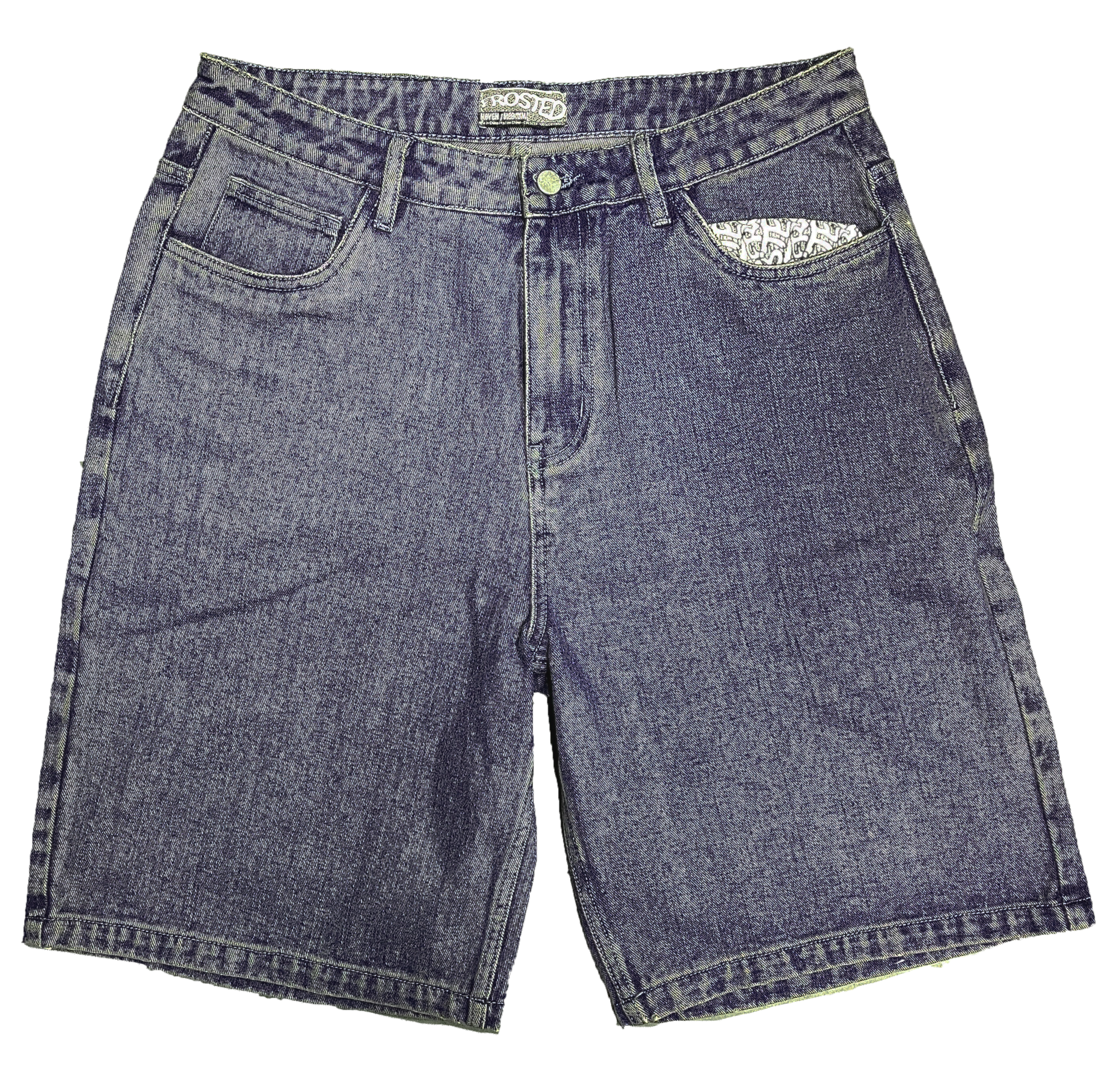 Wavy Jeans Shorts - Blue Grey