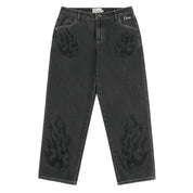 Pantalon en jean décontracté Flamepuzz - Noir délavé