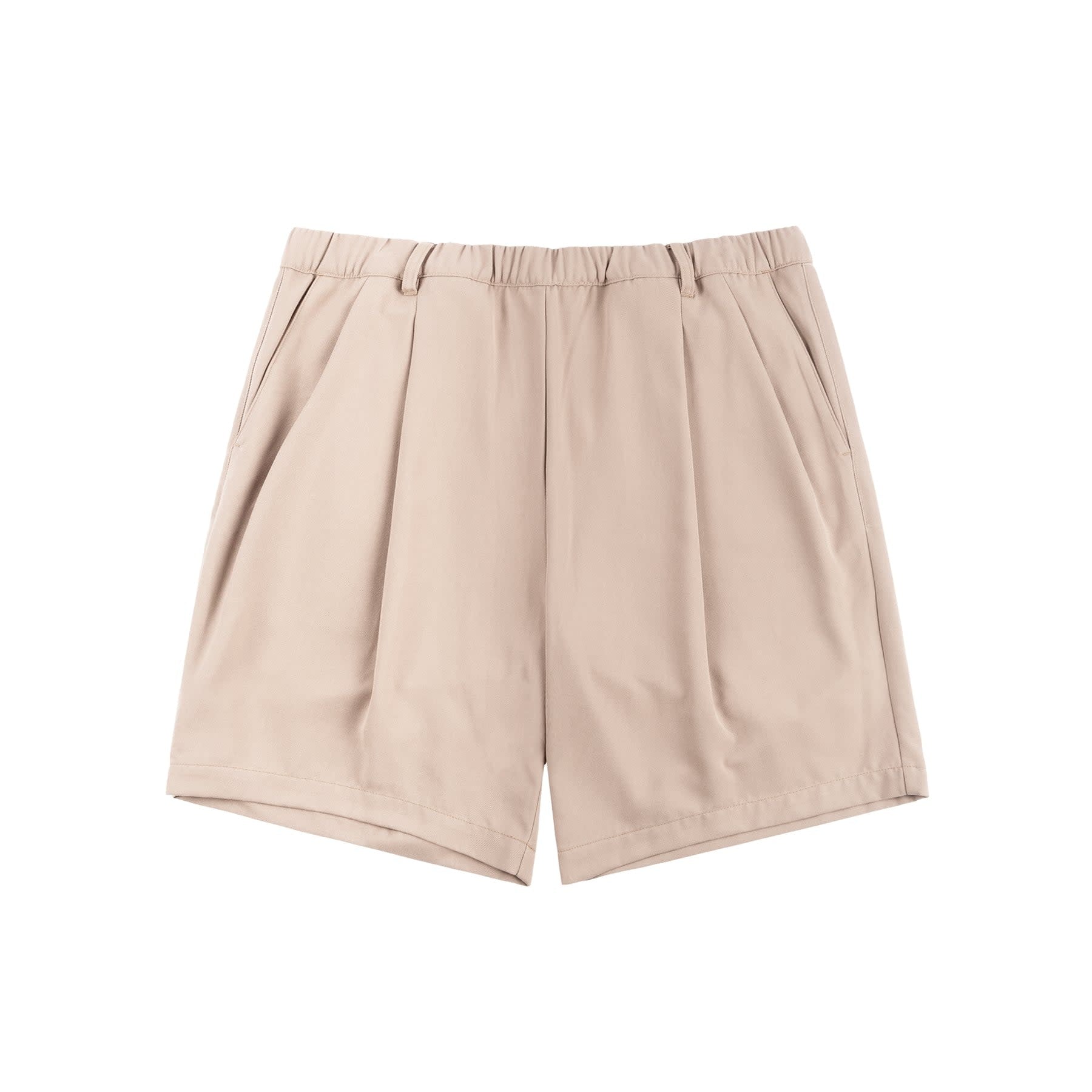 Pleated Twill Shorts - Tan