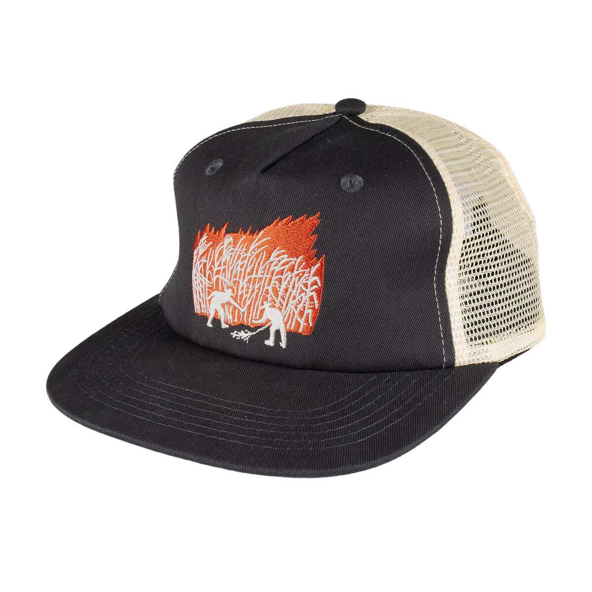 Brush Fire Workers Trucker Cap - Tar/Off White