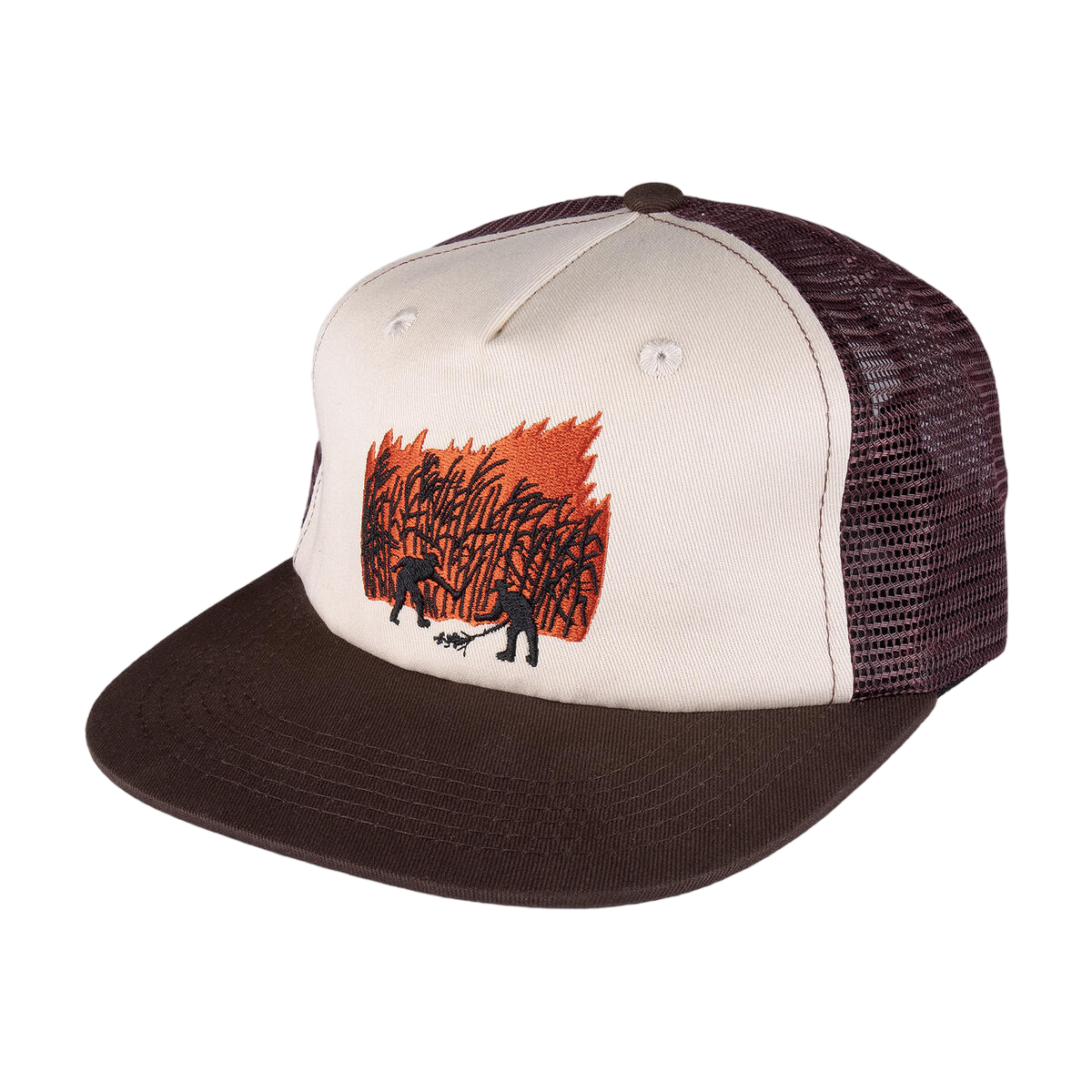 Casquette de camionneur pour pompiers de Brush - Chocolat/blanc cassé