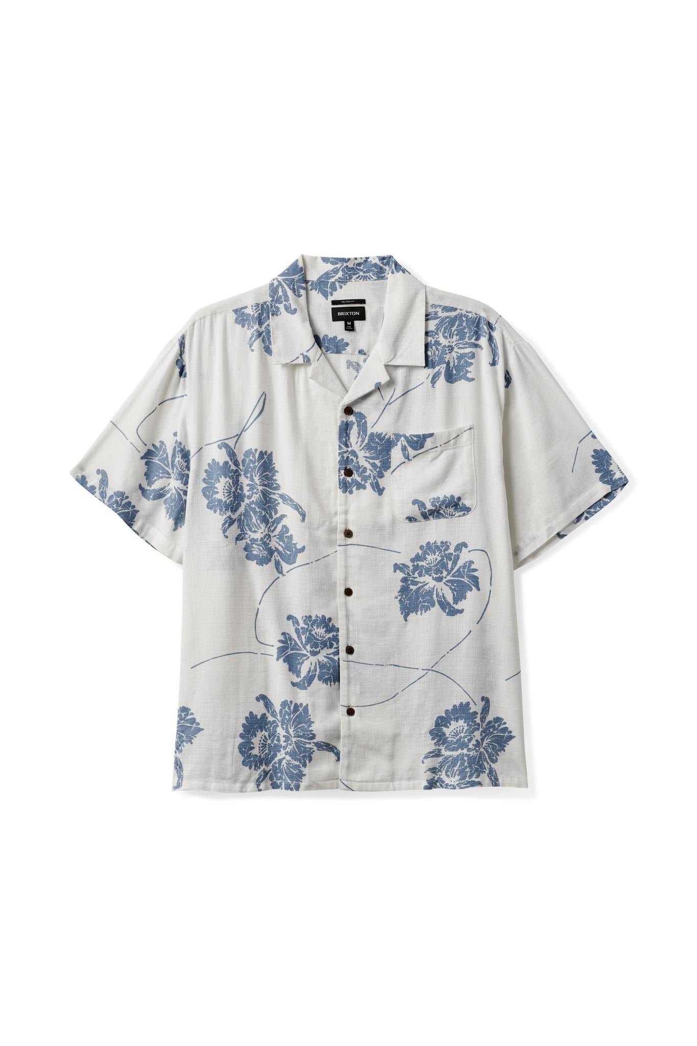 Bunker Slub S/S Woven Shirt - Off White/Dusty Blue