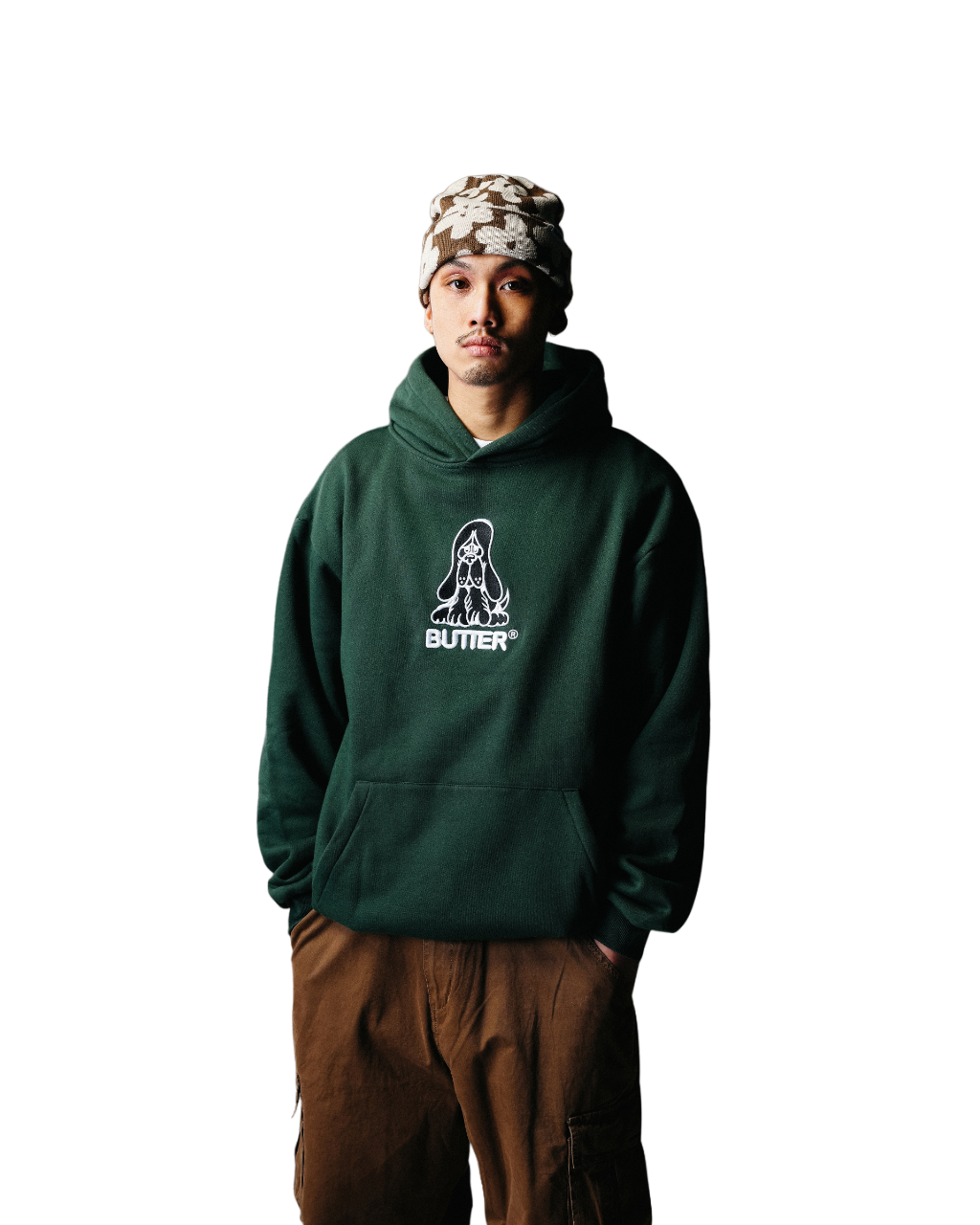 Floral Beanie - Brown