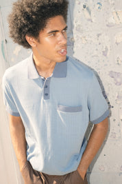 Weekend Herringbone Polo - Borrow Blue/Berring Sea