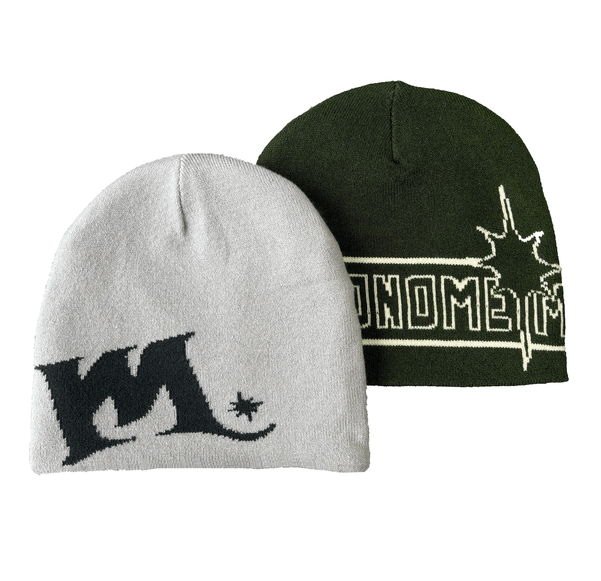 Bonnet réversible - Gris clair/vert