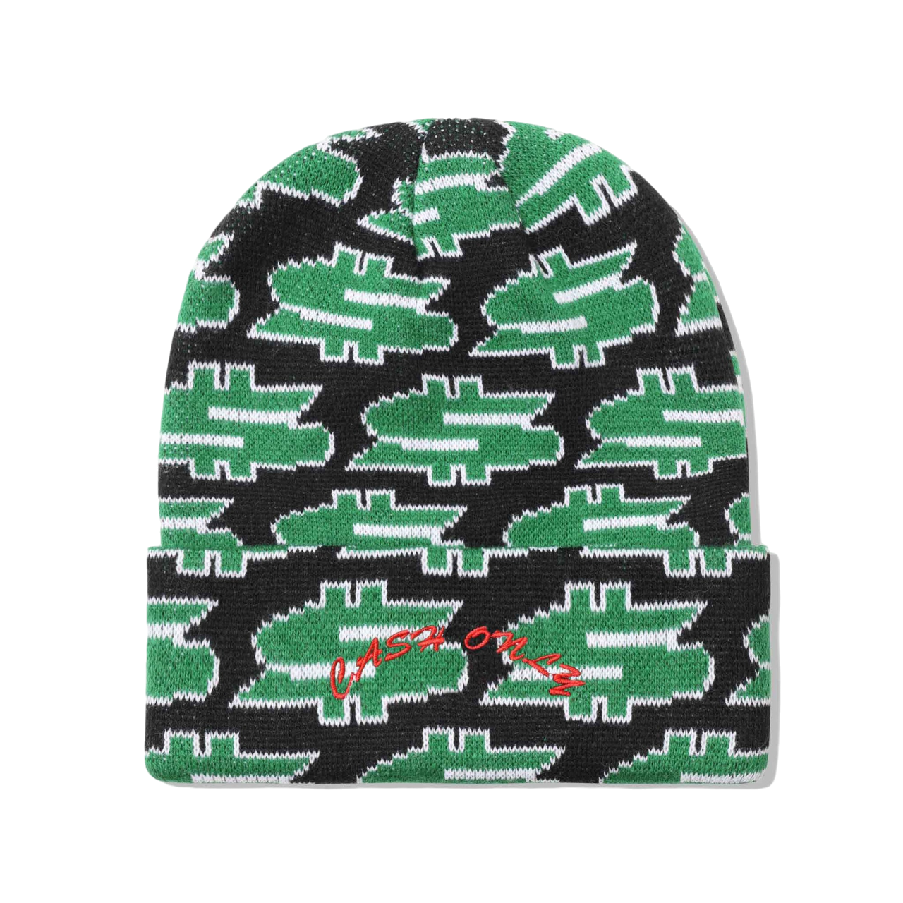 Dollar Sign Beanie - Black/Green