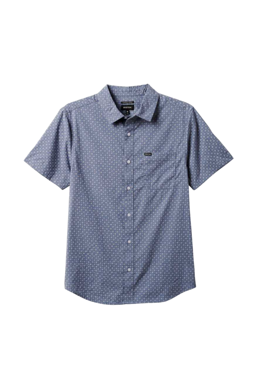 Charter Print S/S Shirt - Flint Stone Blue Micro