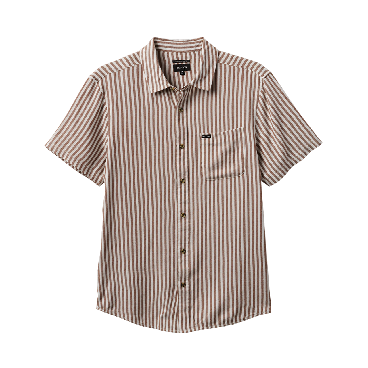 Charter Herringbone Stripe S/S Woven Shirt - Off White/Bison