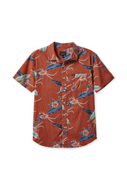 Charter Print S/S Woven Shirt - Burnt Red/Pacific Blue