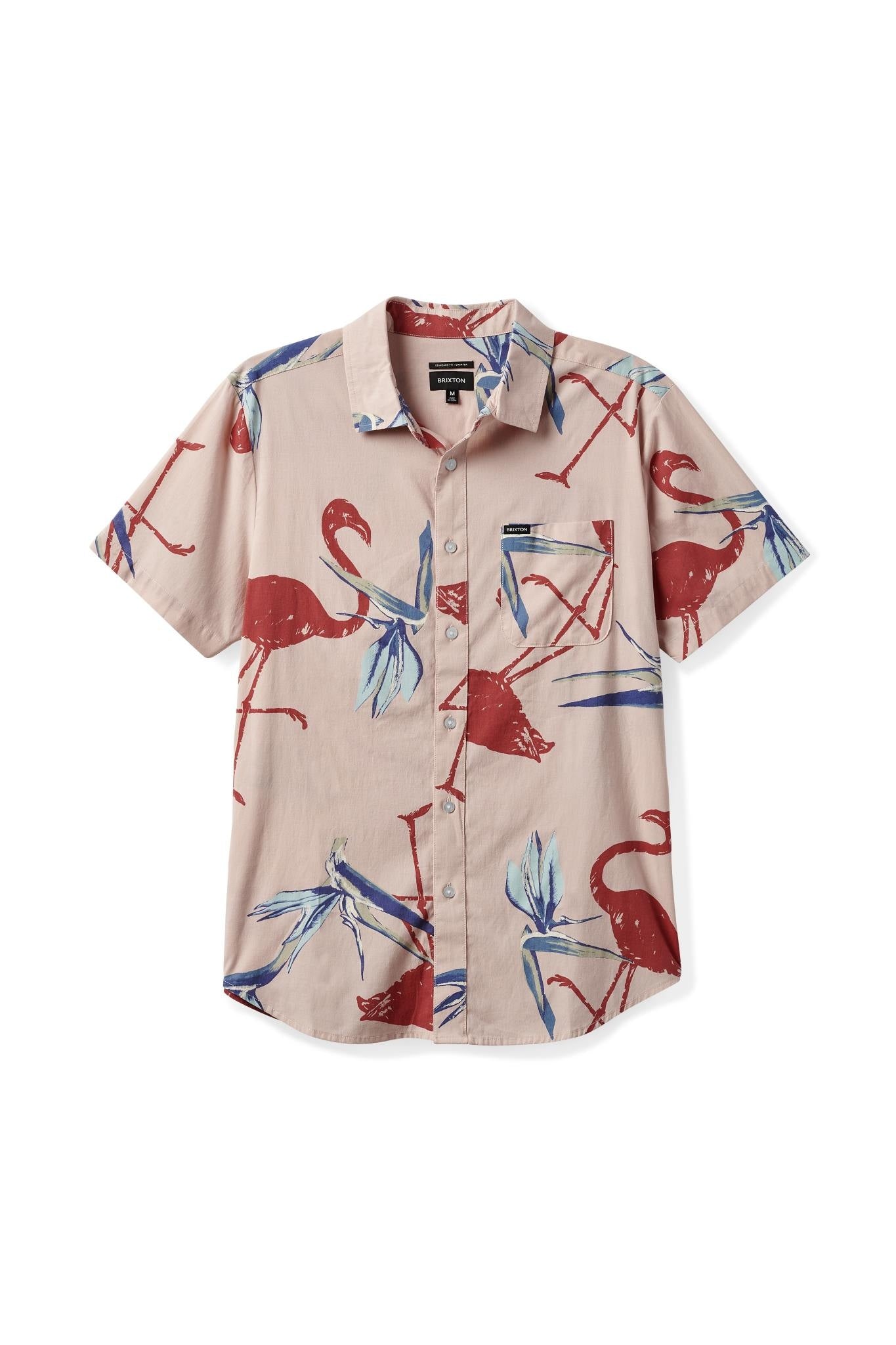 Charter Print S/S Woven Shirt - Coral Pink/Dusty Cedar/Canal Blue