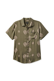 Charter Slub S/S Woven Shirt - Olive Surplus/Coral Pink