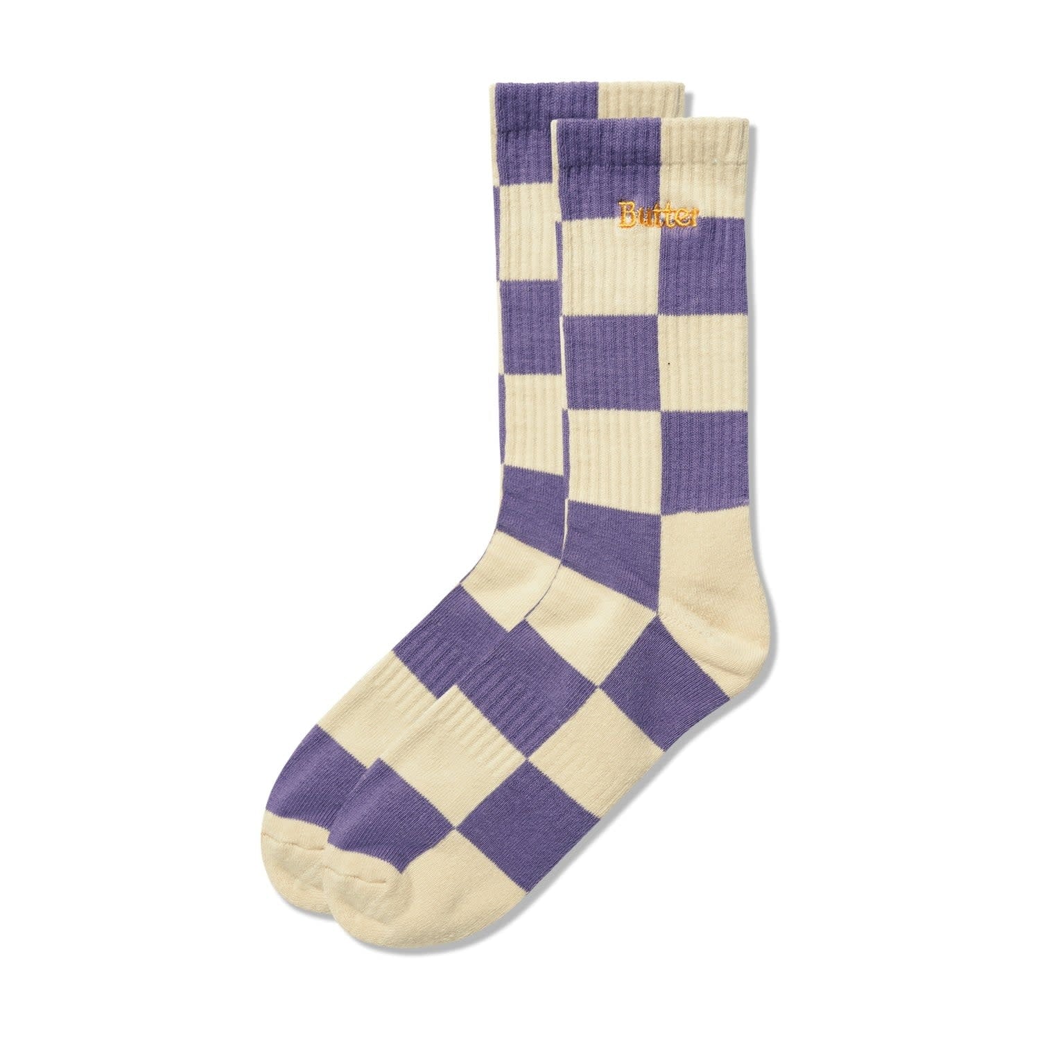 Checkered Socks - Eggplant/Tan