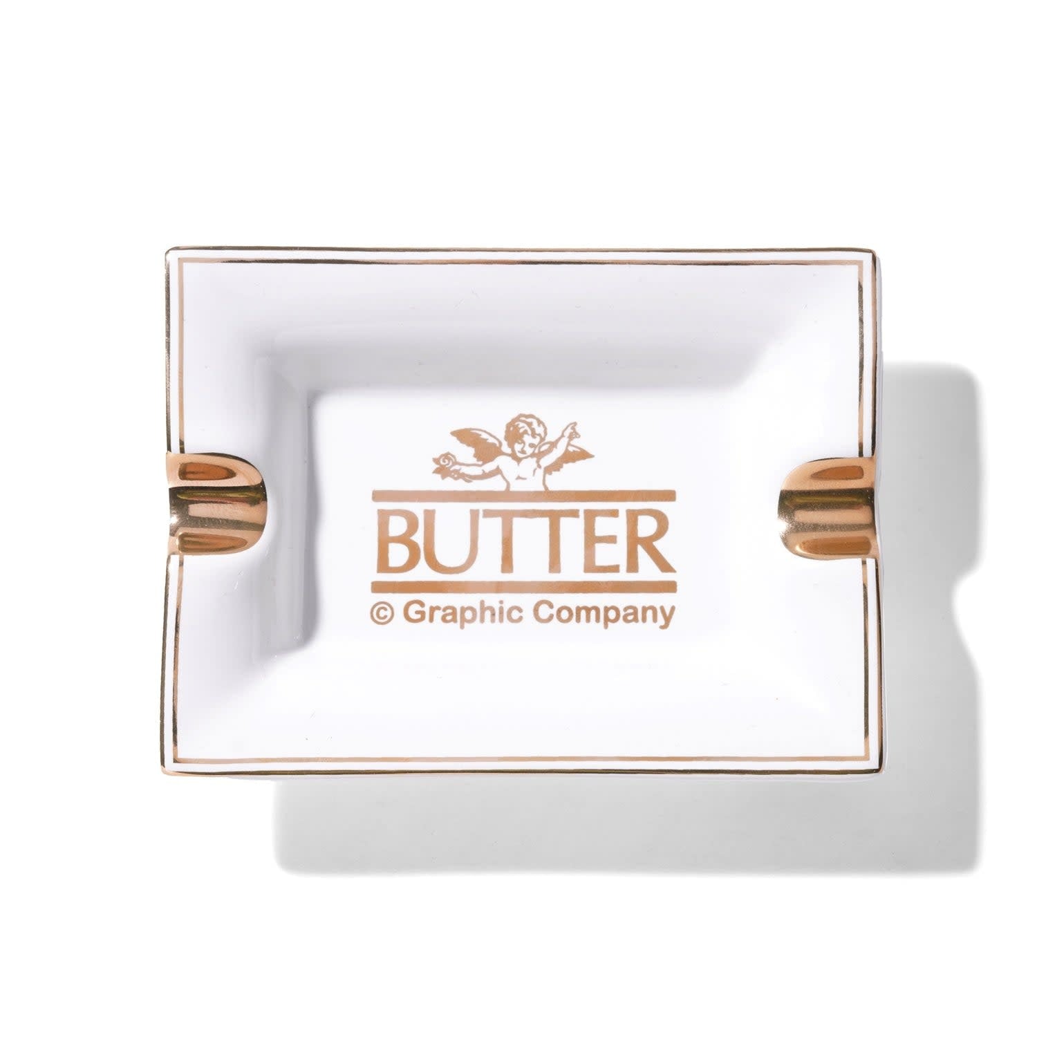Cherub Ceramic Ash Tray - White/Gold