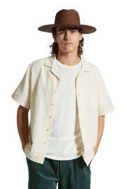 Bunker Linen Blend S/S Camp Collar Shirt - Whitecap