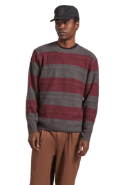 Midnight Crew Sweater - Black/Port Stripe