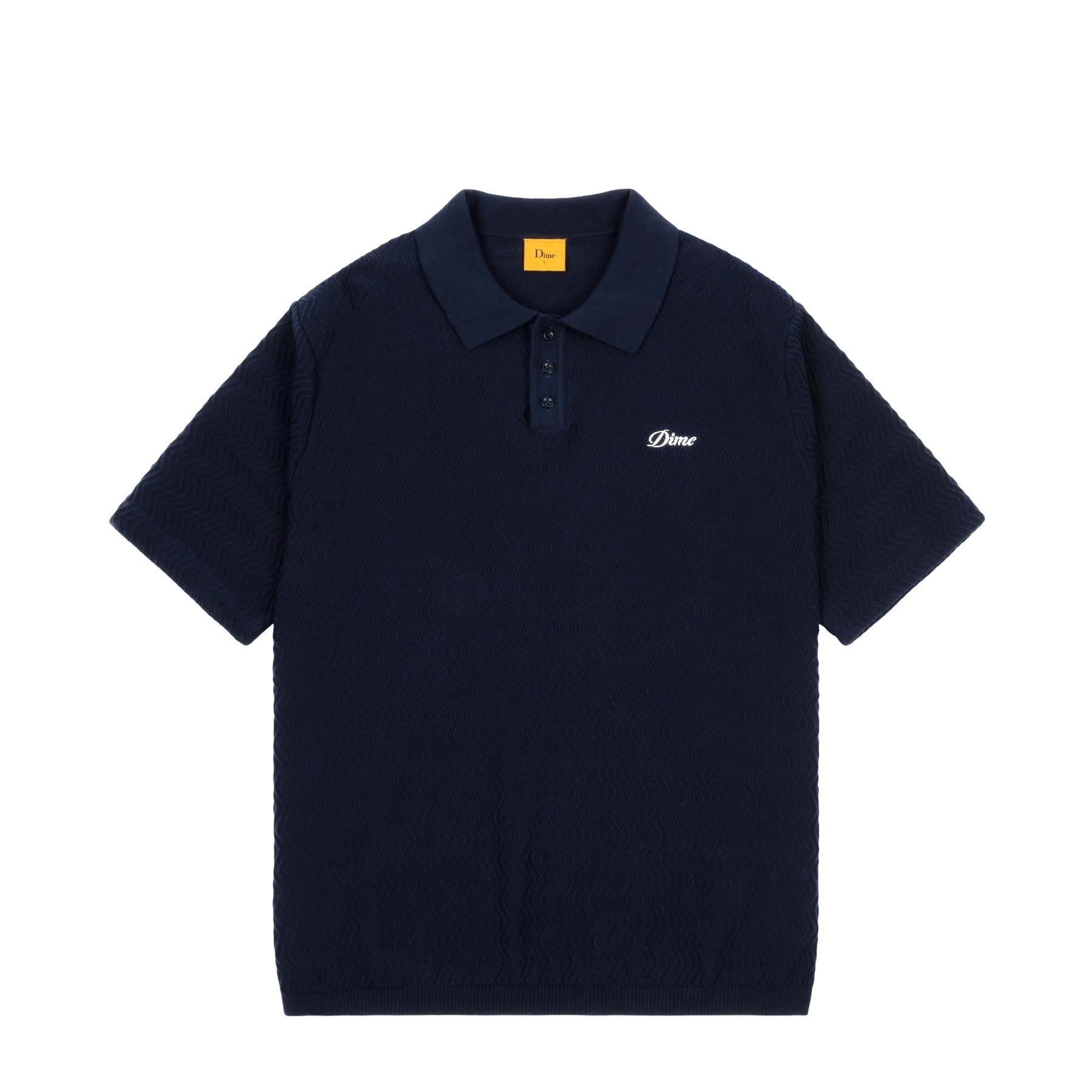 トップス DIME wave cable knit polo (navy) Dime Wave Cable Knit Polo - Navy – Palm Isle Skateshop