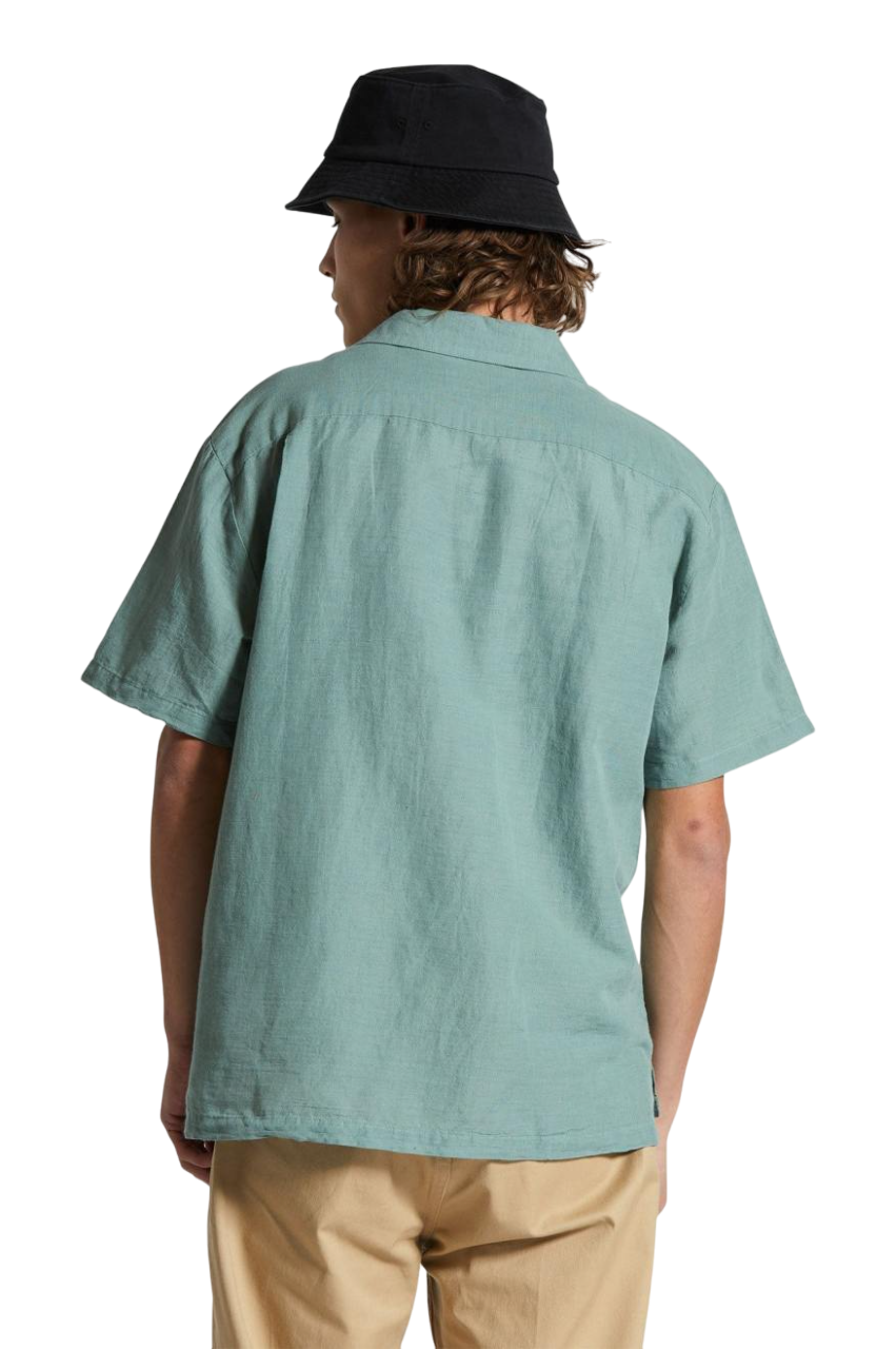 Bunker Linen Blend S/S Camp Collar Shirt - Chinois Green