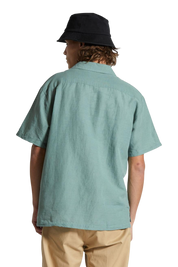 Bunker Linen Blend S/S Camp Collar Shirt - Chinois Green